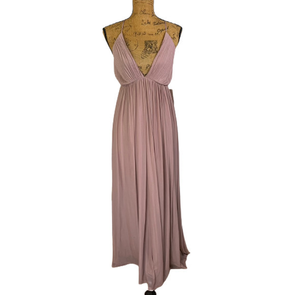 TOBI Taupe Abegayle Plunging Lace-Up Maxi Dress - NWT - Picture 2 of 14